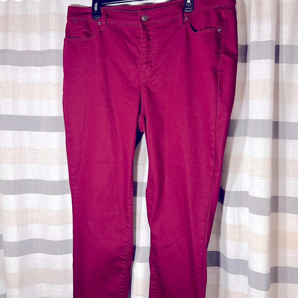 Talbots flawless Twill pant slim ankle size 18W cranberry